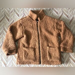 Lanshifei Women’s 2-Pocket Full Zip Fleece Jacket Brown Size M